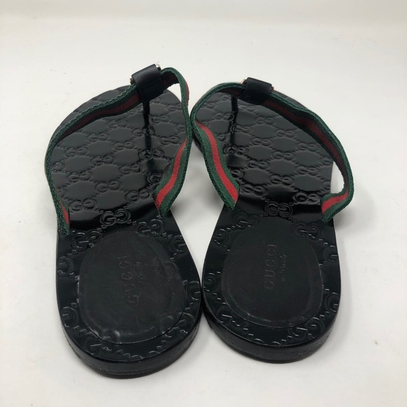 Gucci Double G Logo Thong Sandal Womens 40.5 Us 10.5 Black Old Money Luxury - Picture 5 of 11